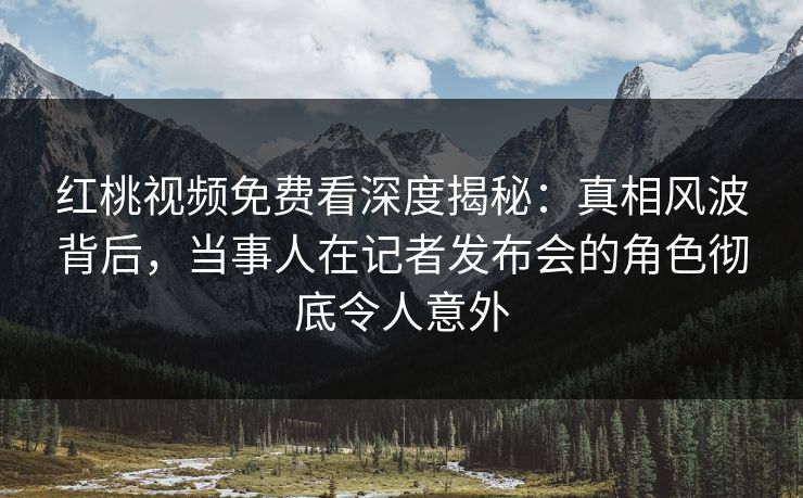 红桃视频免费看深度揭秘：真相风波背后，当事人在记者发布会的角色彻底令人意外