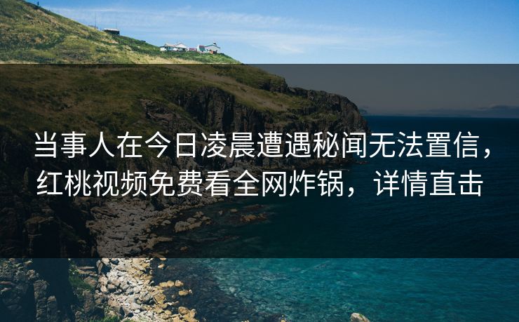 当事人在今日凌晨遭遇秘闻无法置信，红桃视频免费看全网炸锅，详情直击